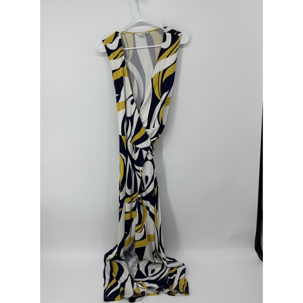 Baltic Born Sleeveless Maxi Dress Blue White Yellow Womens‎ Size 6 Vacation